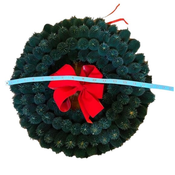 Artificial Green Pine Wreath With Red Bow 24" Diameter Christmas Decoration - Picture 4 of 6